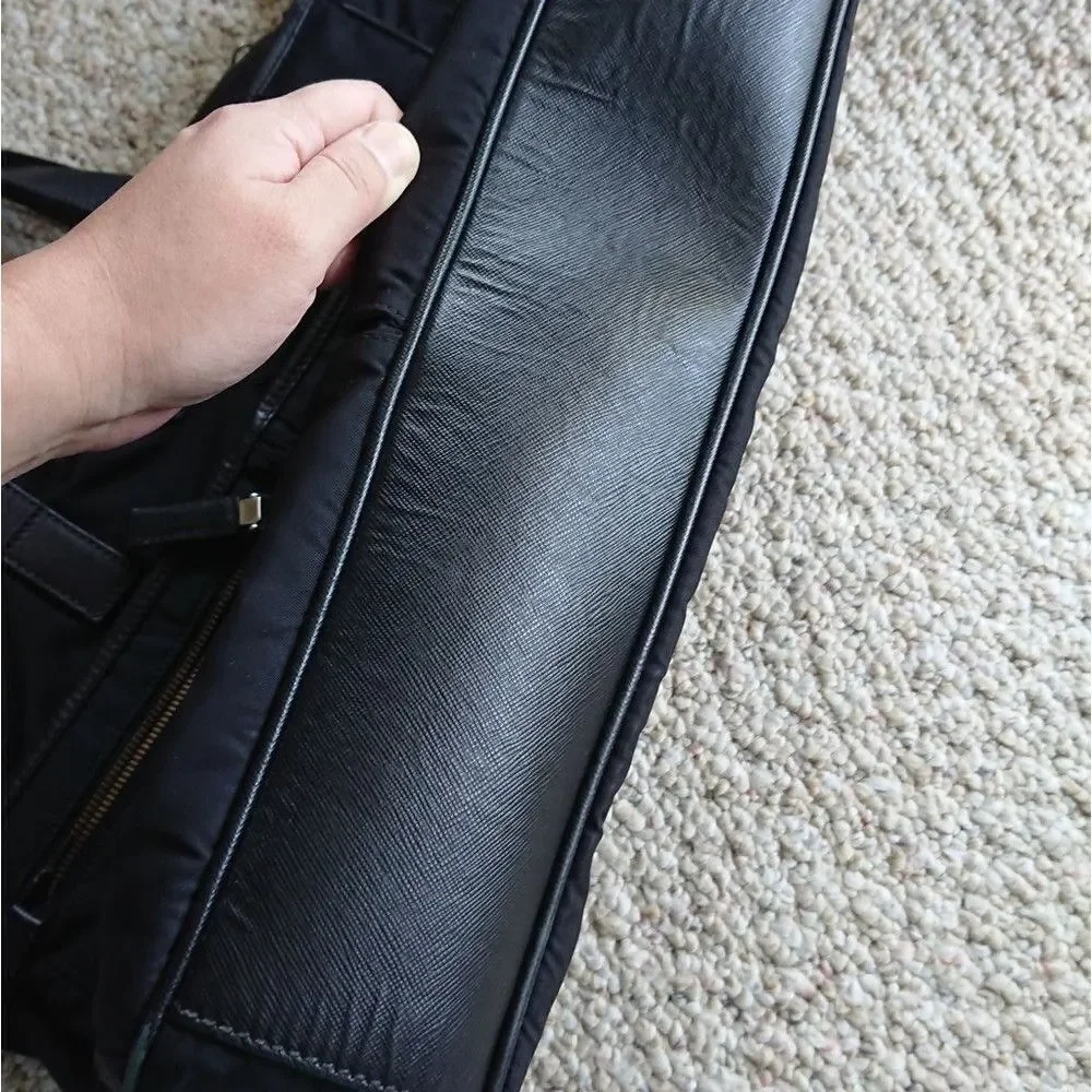 Prada black Nylon and Saffiano leather tote